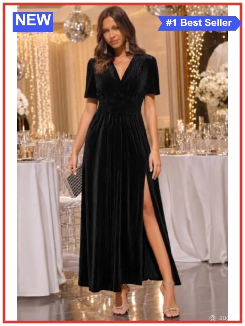Women's Velvet Maxi Dress V-Neck A-Line Formal Wedding Guest